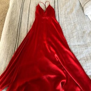 Red, satin dress